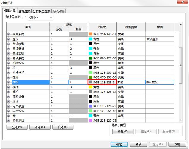Revit中的哪些对象可以设置颜色?
